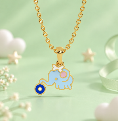 Elephant's Blue Eye Bow Pendant