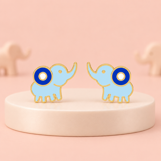 Lucky Elephant Evil Eye Studs